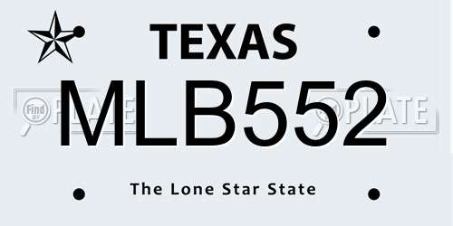 MLB552 Texas License Plate