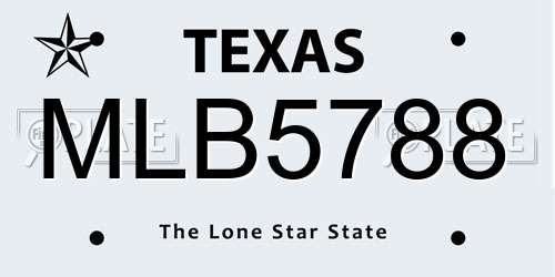 MLB5788 Texas License Plate