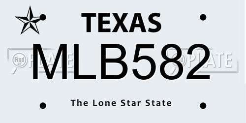 MLB582 Texas License Plate