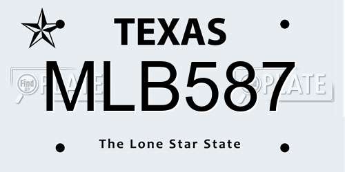 MLB587 Texas License Plate