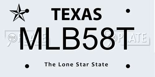 MLB58T Texas License Plate