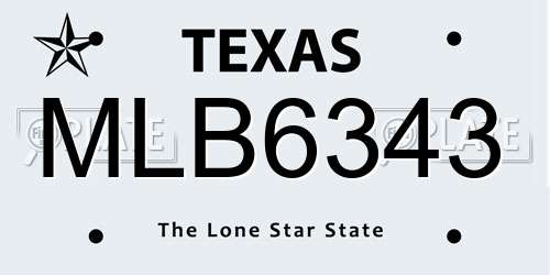 MLB6343 Texas License Plate