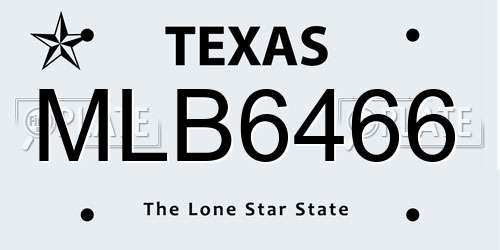 MLB6466 Texas License Plate