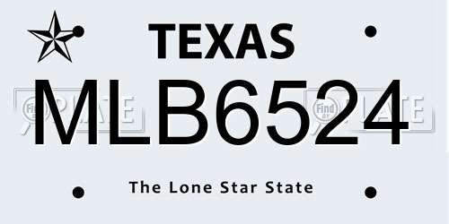 MLB6524 Texas License Plate