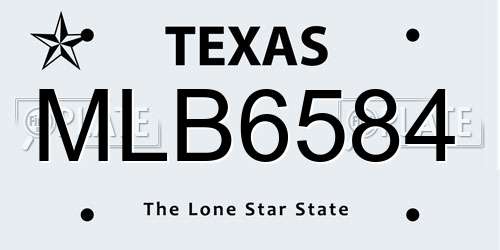 MLB6584 Texas License Plate