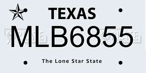 MLB6855 Texas License Plate