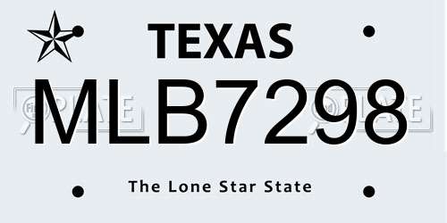 MLB7298 Texas License Plate