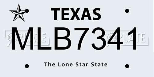 MLB7341 Texas License Plate