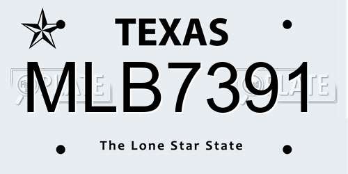 MLB7391 Texas License Plate