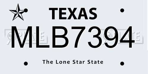 MLB7394 Texas License Plate