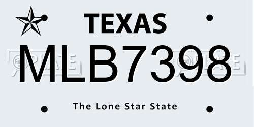 MLB7398 Texas License Plate