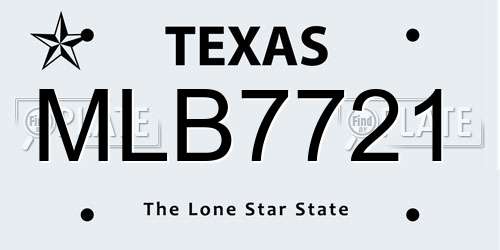 MLB7721 Texas License Plate