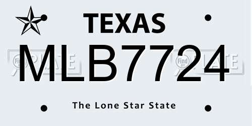 MLB7724 Texas License Plate