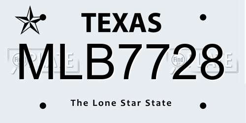 MLB7728 Texas License Plate
