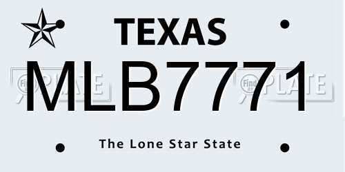 MLB7771 Texas License Plate