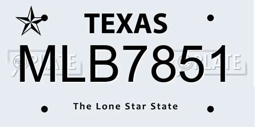 MLB7851 Texas License Plate