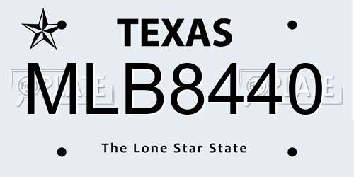 MLB8440 Texas License Plate