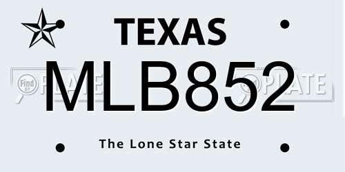 MLB852 Texas License Plate