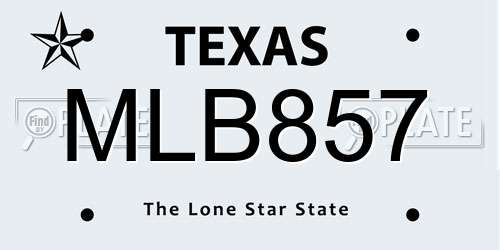 MLB857 Texas License Plate