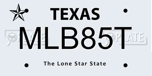 MLB85T Texas License Plate