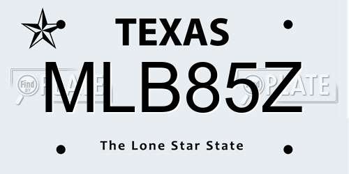MLB85Z Texas License Plate