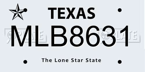 MLB8631 Texas License Plate