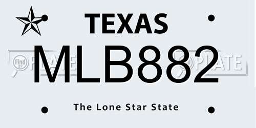 MLB882 Texas License Plate