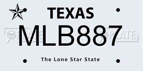 MLB887 Texas License Plate