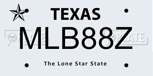 MLB88Z Texas License Plate