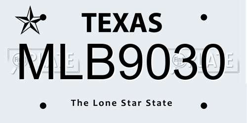 MLB9030 Texas License Plate