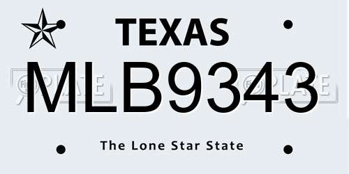 MLB9343 Texas License Plate