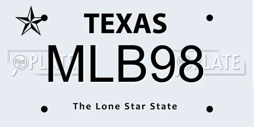 MLB98 Texas License Plate