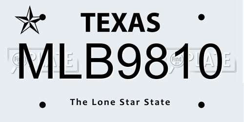 MLB9810 Texas License Plate