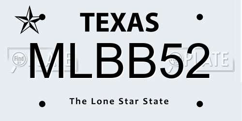 MLBB52 Texas License Plate