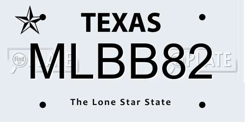 MLBB82 Texas License Plate
