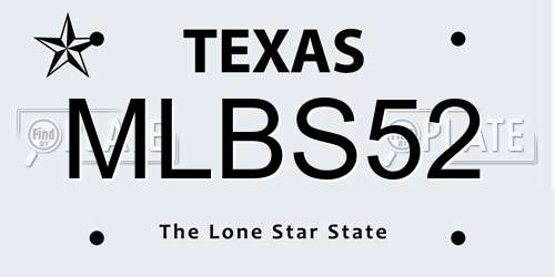 MLBS52 Texas License Plate