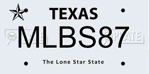 MLBS87 Texas License Plate