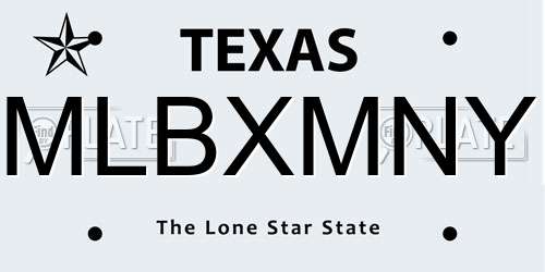 MLBXMNY Texas License Plate