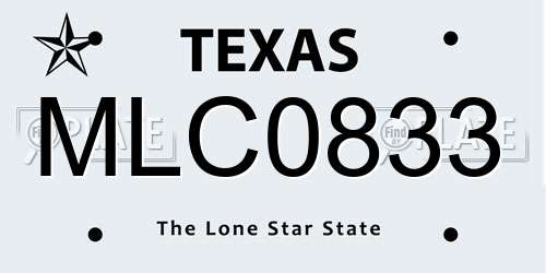 MLC0833 Texas License Plate