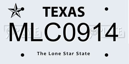 MLC0914 Texas License Plate