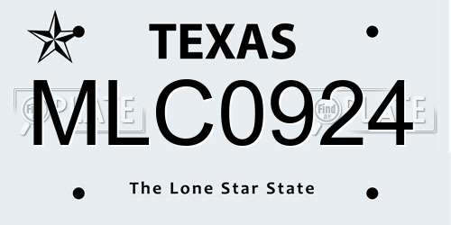 MLC0924 Texas License Plate