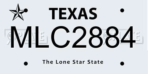MLC2884 Texas License Plate