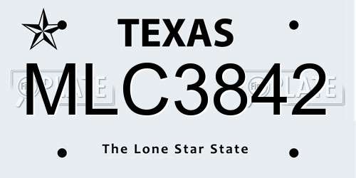 MLC3842 Texas License Plate