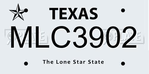 MLC3902 Texas License Plate