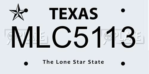 MLC5113 Texas License Plate