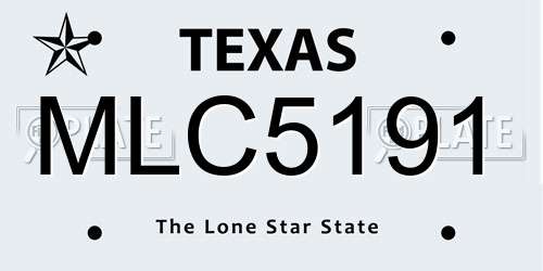 MLC5191 Texas License Plate