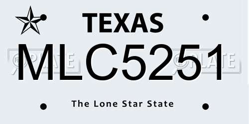 MLC5251 Texas License Plate