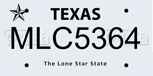 MLC5364 Texas License Plate