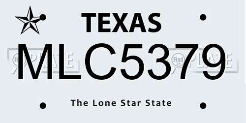 MLC5379 Texas License Plate