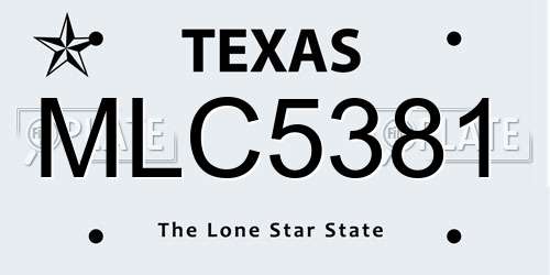 MLC5381 Texas License Plate